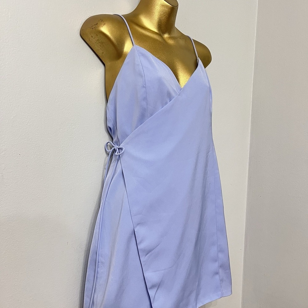 Superdown Blue Wrap Mini Dress Spaghetti Strap Medium - Picture 4 of 6